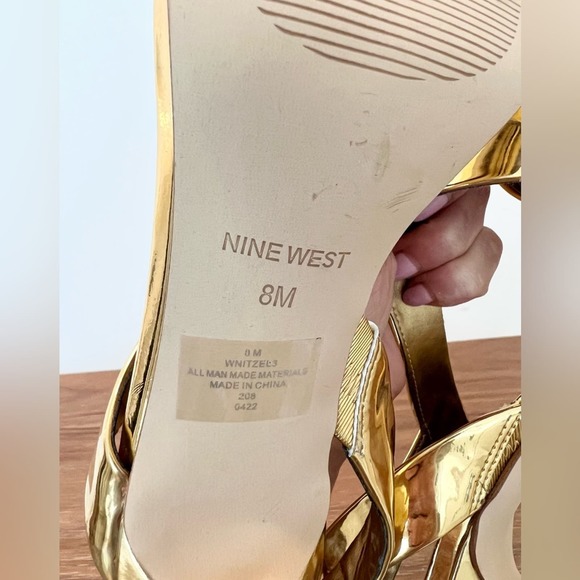 Nine West Golden Itzel dress mirrored heel sandals size 8 - Picture 8 of 9